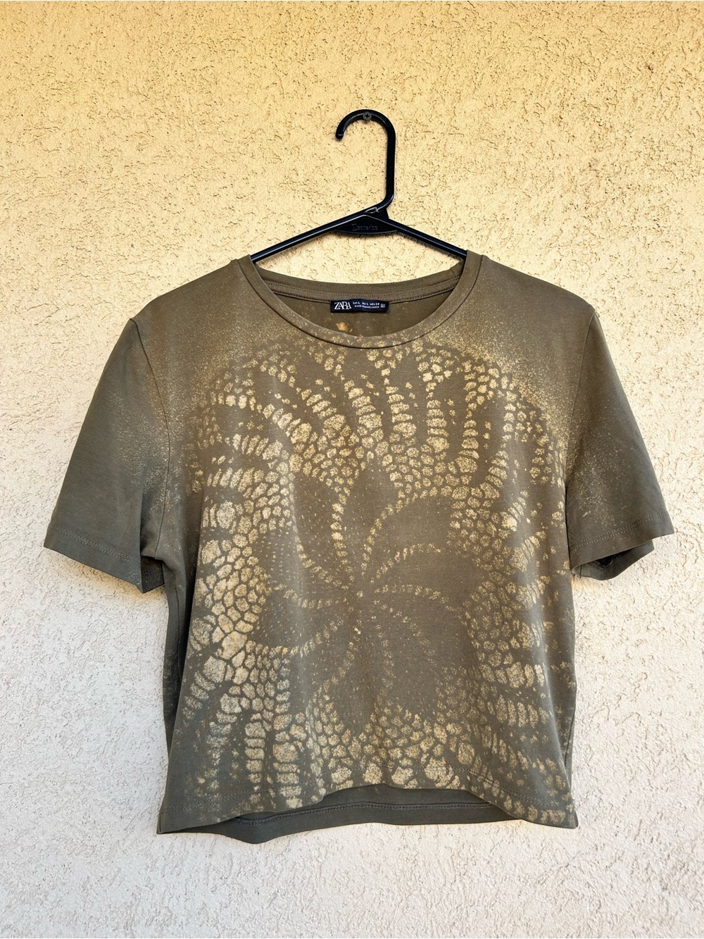 Handmade Upcycled Bleach Dyed Doily Couture Zara Crop Top Size L